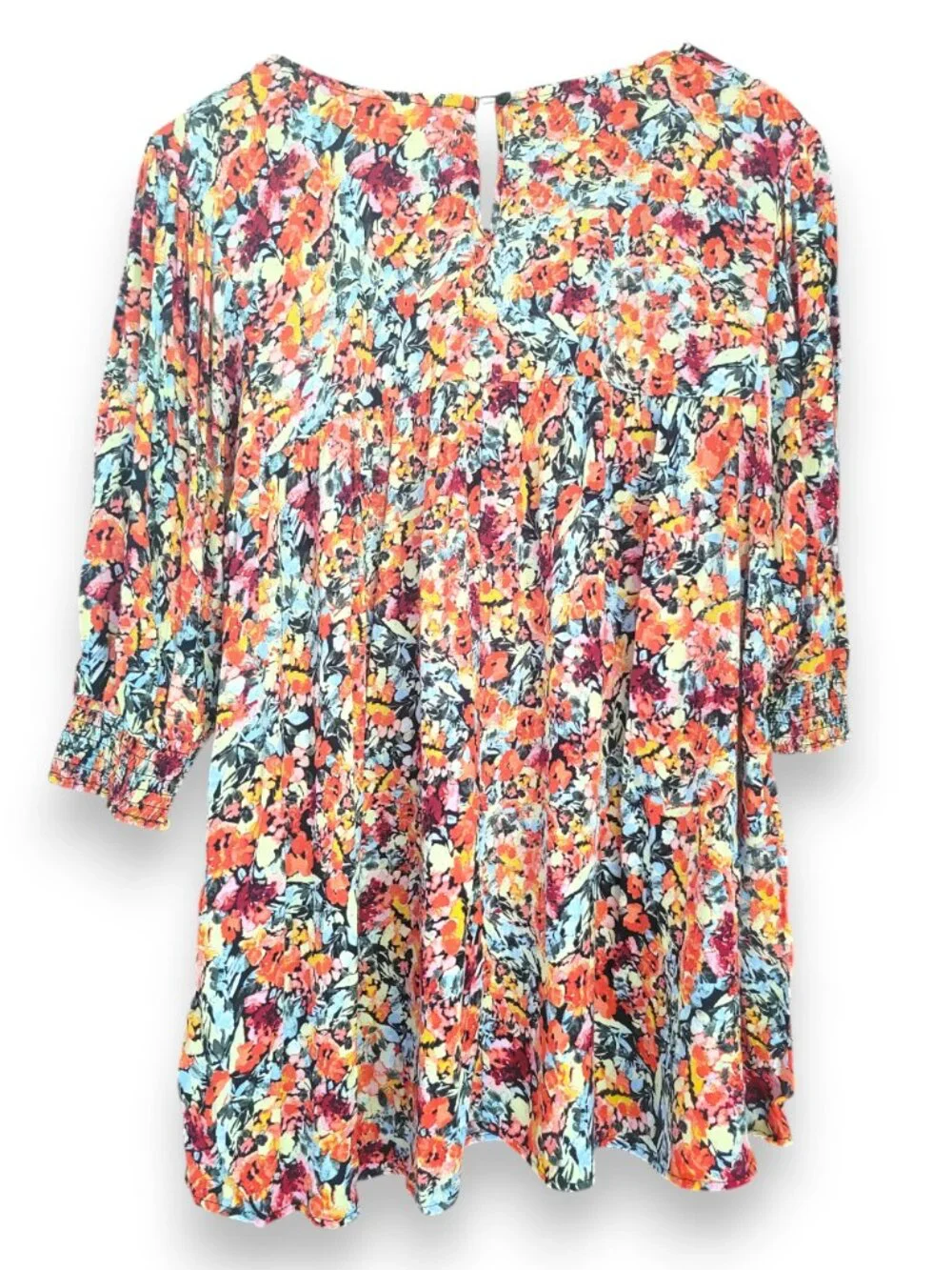 Terra & Sky Floral Smocked Peasant Blouse Top Plus Size 3X EUC - Picture 2 of 8